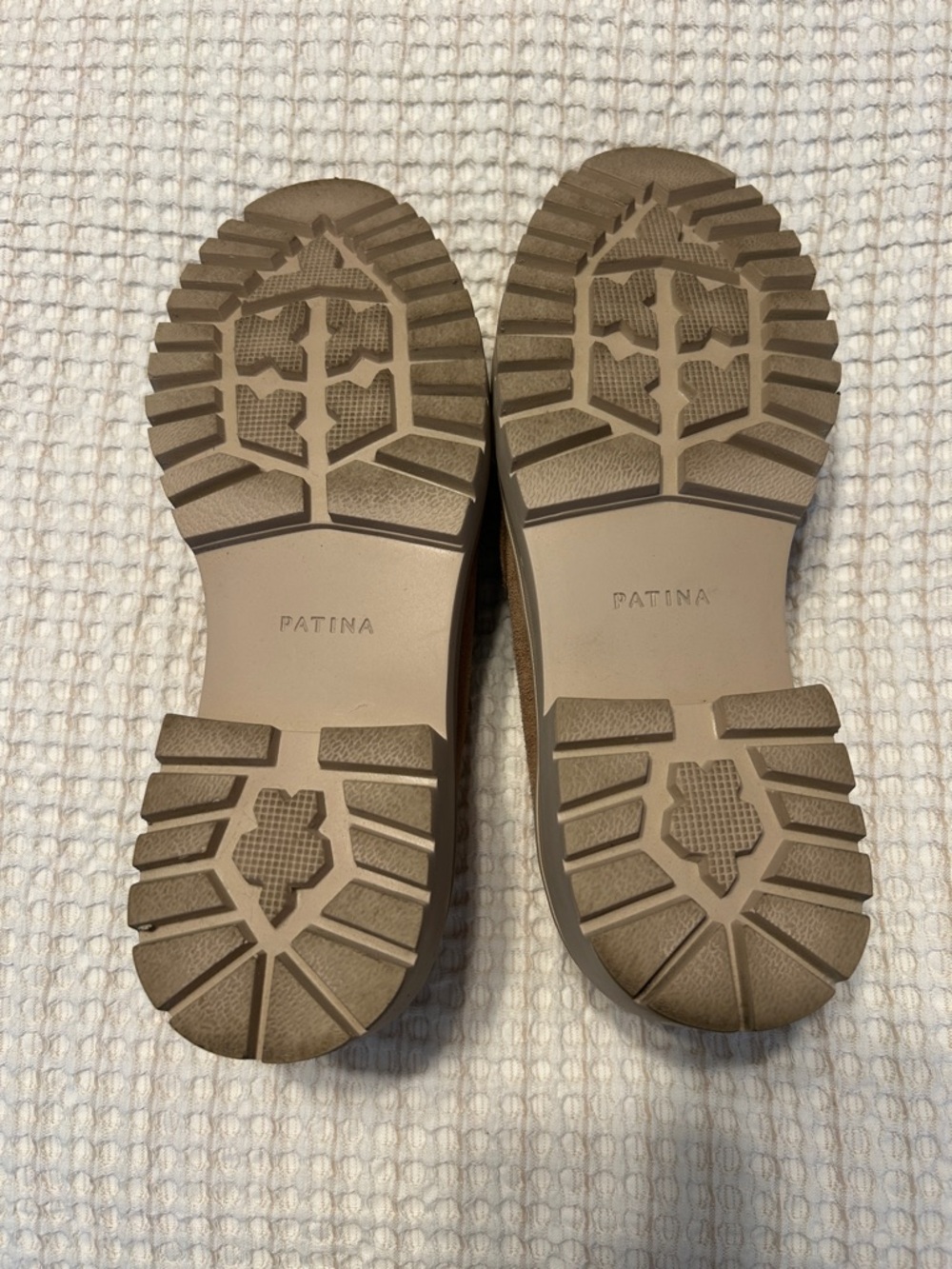 Portland Leather Patina Zoe Chunky Loafer Taupe Suede Lug Academia, Size 10 - Picture 6 of 6